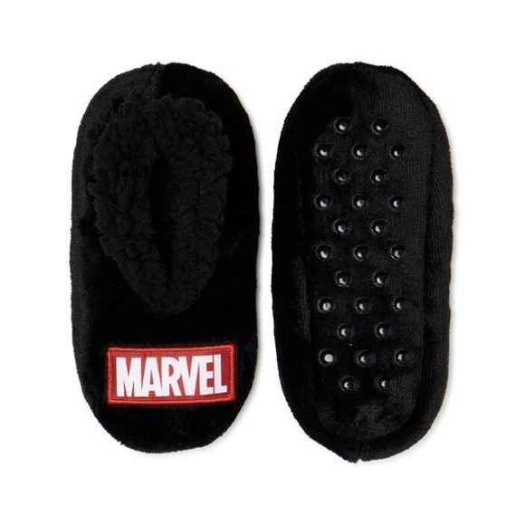 Fuzzy Babba Slipper Socks Kids Size Small to Medium Black Marvel Non Slip NEW - Picture 1 of 5